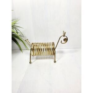 Mid Century Modern Wire Coil Letter Holder, Vintage Gold Tone Animal Desk Decor